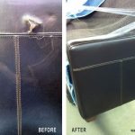 Before & After Photo Leather Couch Repair & Refinish by New Life Service Company of Dallas at www.newlifeservice.net