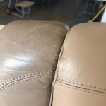 AVIATION INTERIOR LEATHER SEAT CLEANING AND REFINISHING. Side-by-side comparison of cleaned leather vs dirty, cracked leather!